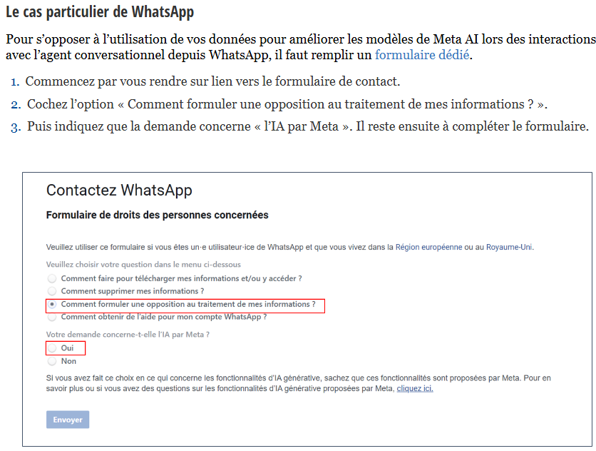 capture d’écran de contact WhatsApp pour les droits des utilisateurs